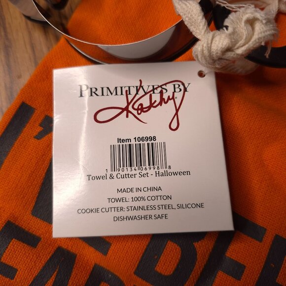 Halloween Kitchen Towel Set with Pumpkin Cookie Cutter Primitives By Kathy - Picture 8 of 8